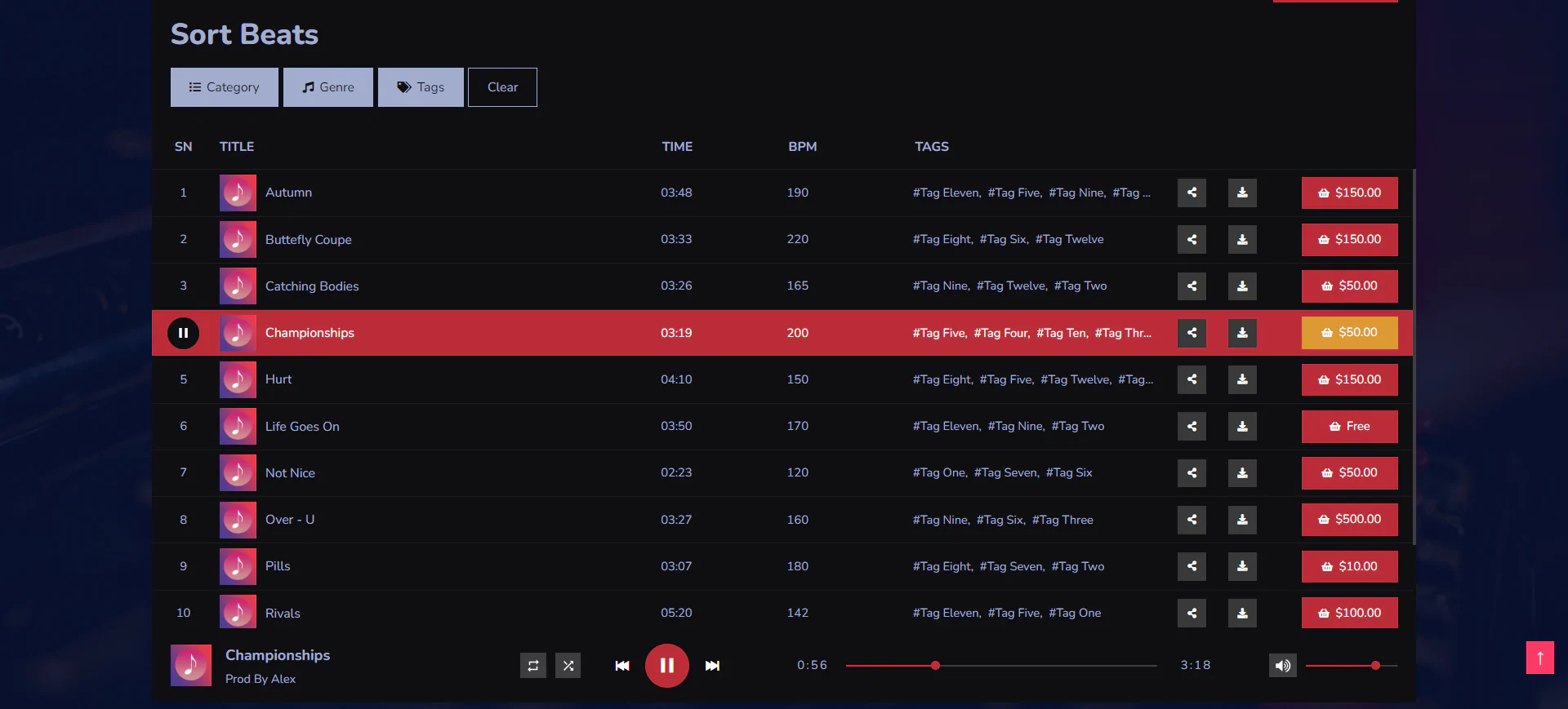 Beats WordPress Theme for Music Producers